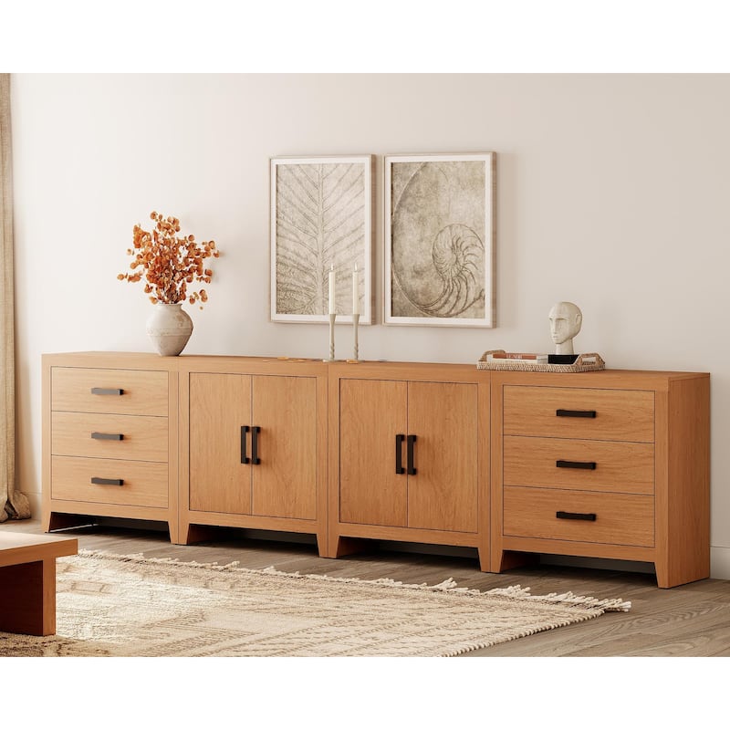 WAMPAT Modern Farmhouse TV Stand with 6 Drawers & 2 Cabinets, Wide Entertainment Center for Large TVs & Media Storage