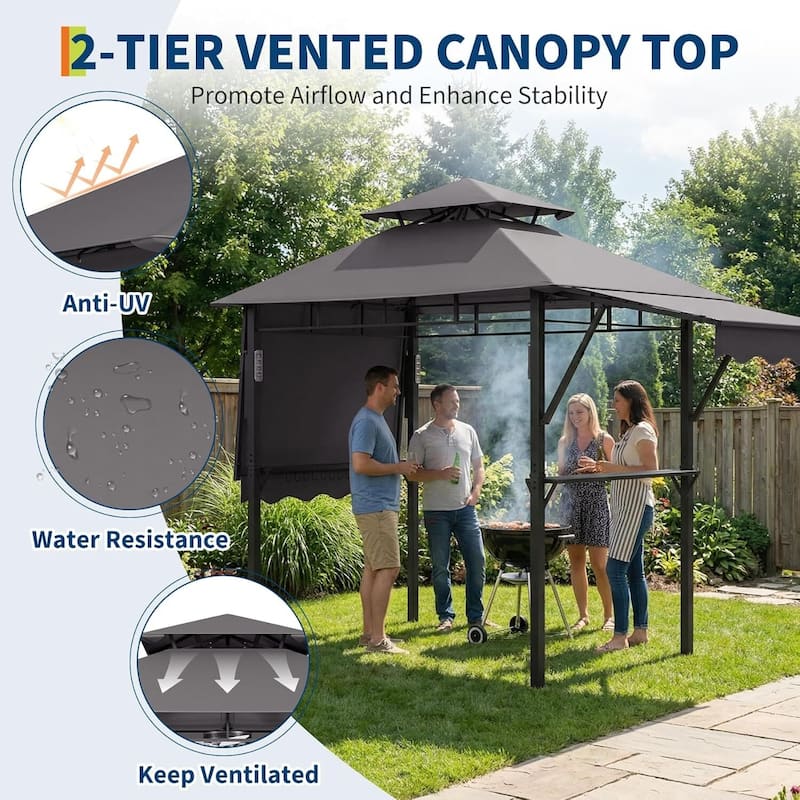 Durable BBQ Grill Gazebo, Weather-Resistant Canopy Shelter for Patio & Backyard - N/A