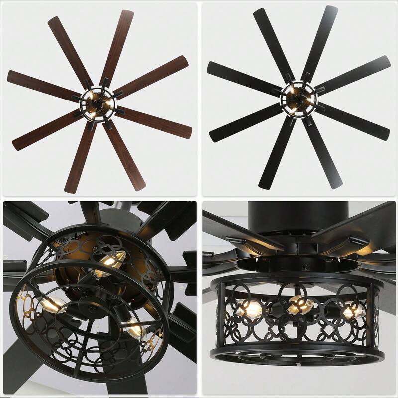 Cusp Barn 72in. Industrial Ceiling Fan with Remote, Dual Finish Blades, Modern Silent DC Motor 6 Speeds Reversible Ceiling Fan