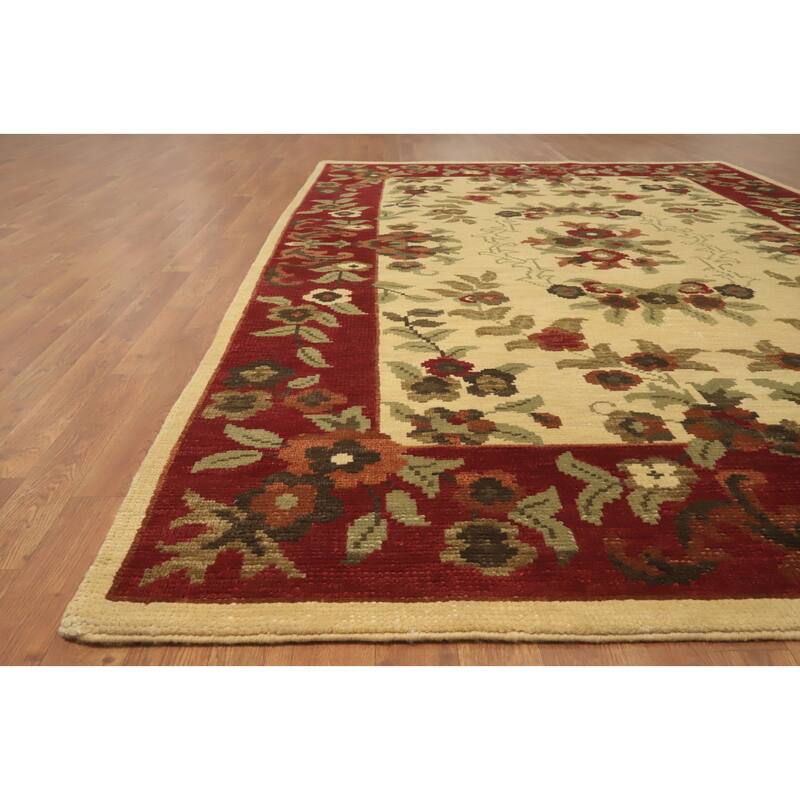 All-Over Floral Handmade Area Rug 6x10 - 10' 0'' X 6' 5''