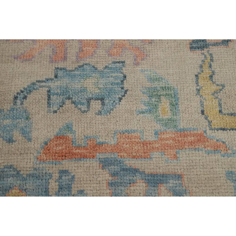 Oushak Indian Area Rug Handmade Beige Wool Carpet - 8'0" x 10'5"