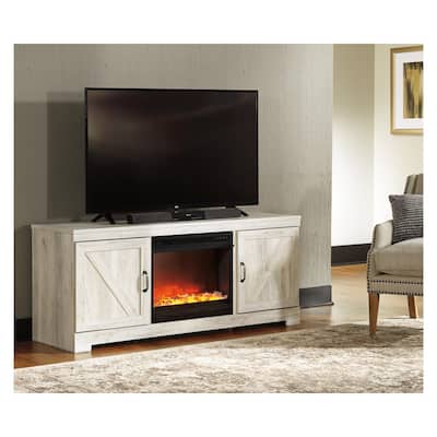 Bellaby Casual Large TV Stand w/Fireplace Option Whitewash
