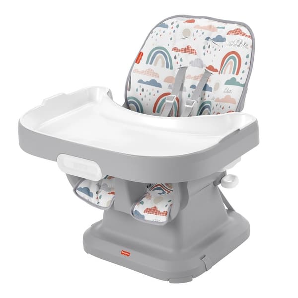 slide 2 of 7, Fisher-Price SpaceSaver Simple Clean High Chair, Rainbow Showers