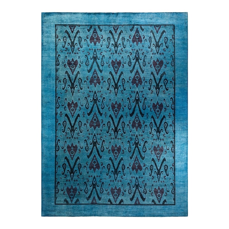 Vibrance, One-of-a-Kind Hand-Knotted Area Rug - Blue, 10' 0" x 13' 8" - 10' 0" x 13' 8"