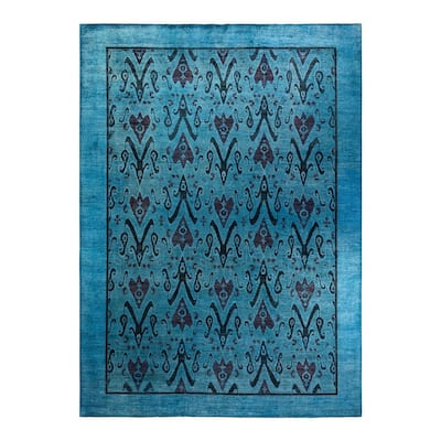 Vibrance, One-of-a-Kind Hand-Knotted Area Rug - Blue, 10' 0" x 13' 8" - 10' 0" x 13' 8"