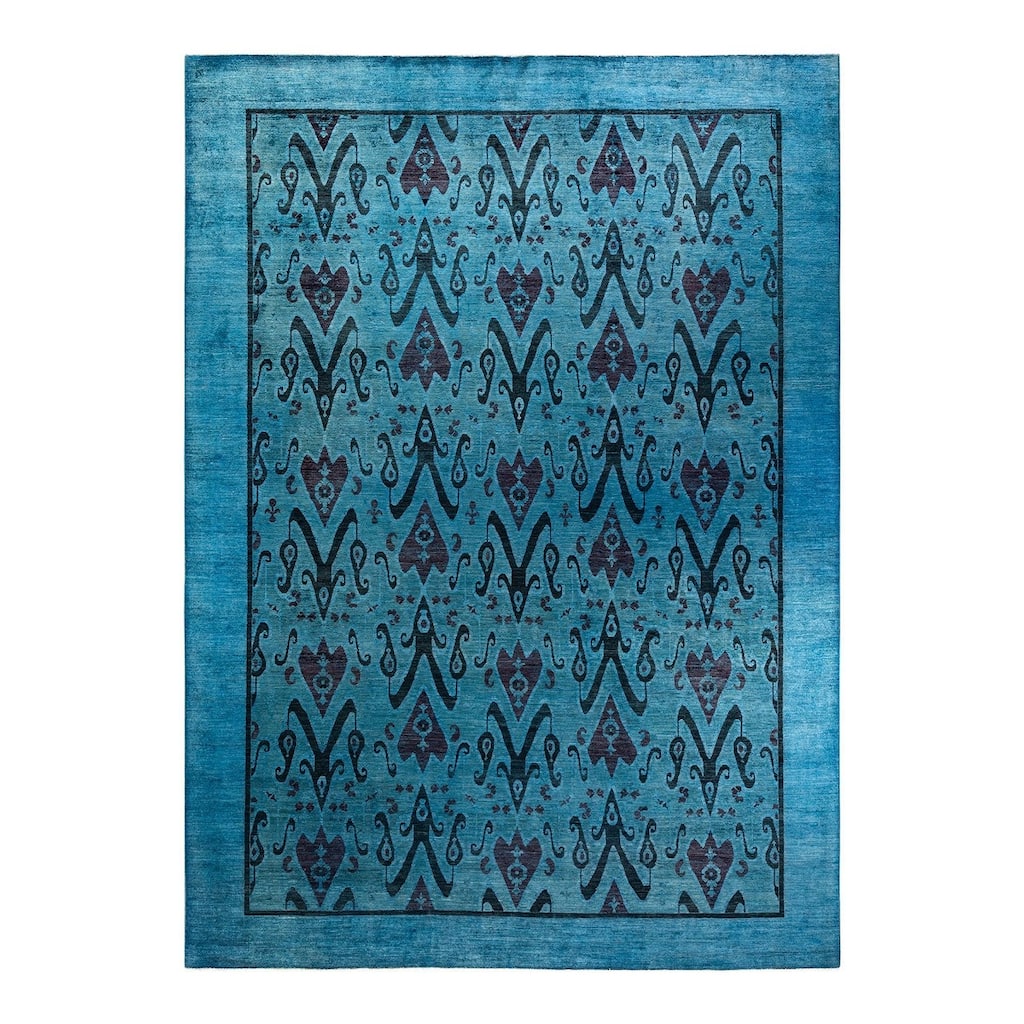 Vibrance, One-of-a-Kind Hand-Knotted Area Rug - Blue, 10' 0" x 13' 8" - 10' 0" x 13' 8"
