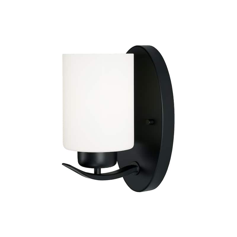 Dixon 1-light Wall Sconce w/ Soft White Glass - Matte Black