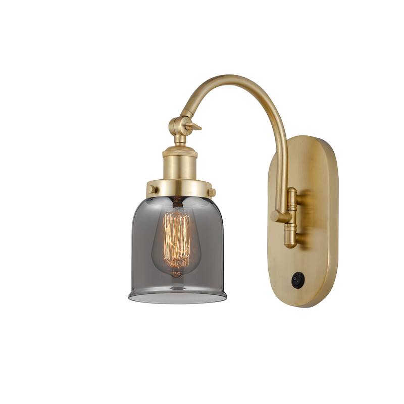 Innovations Lighting Franklin Restoration Bell - 1 Light 5" Sconce - Arm Swivels Side To Side - Satin Gold/Light Smoke