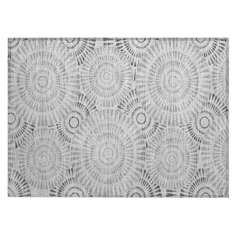 Machine Washable Indoor/ Outdoor Chantille Contemporary Burst Rug