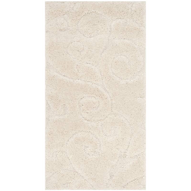 SAFAVIEH Florida Shag Shahin Scroll 1.2-inch Thick Textured Rug - 2'3" x 4' - Cream/Cream