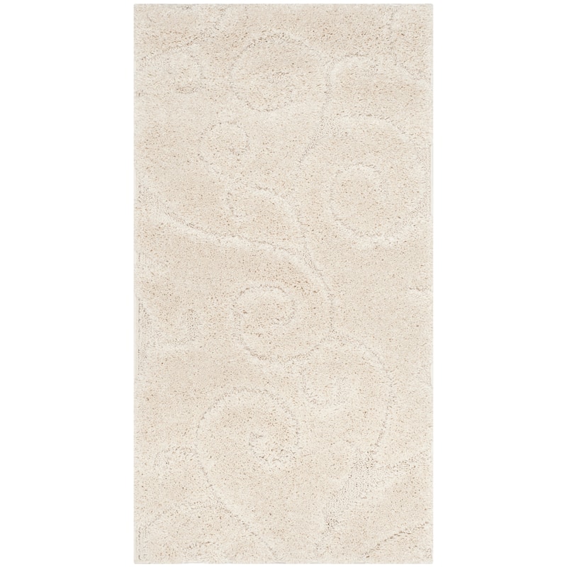 SAFAVIEH Florida Shag Shahin Scroll 1.2-inch Thick Textured Rug - 2'3" x  4' - Creme/Creme - Runner/Rectangle