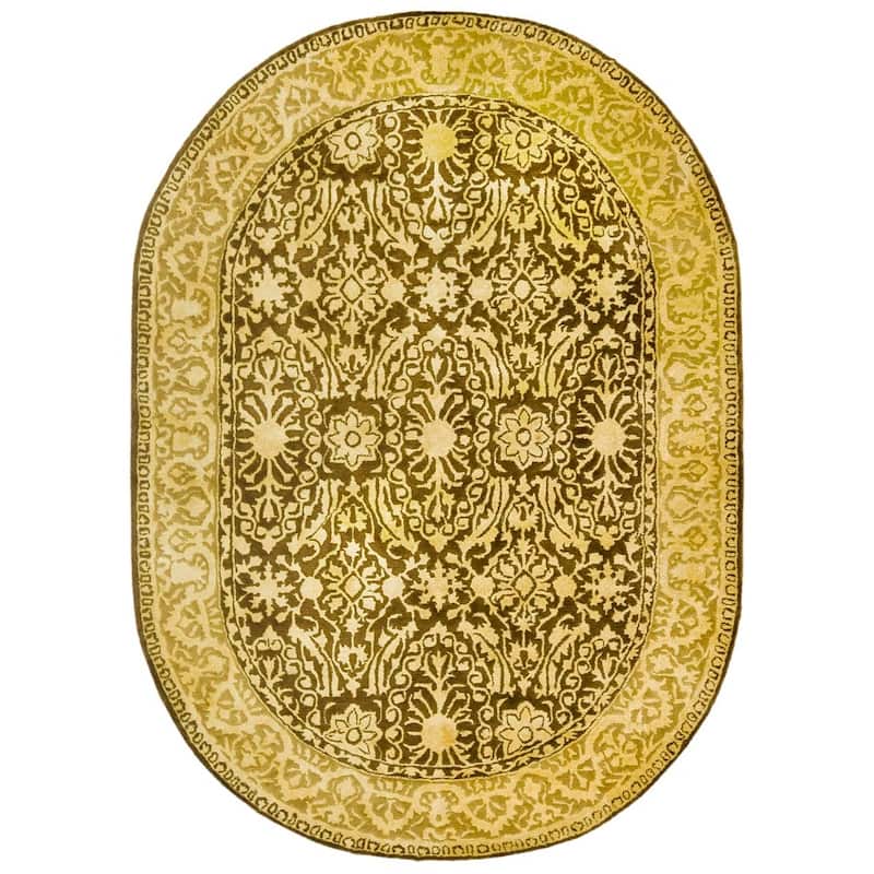 SAFAVIEH Handmade Silk Road Jalissa Traditional Oriental Wool Rug - 4'6" x 6'6" Oval - Brown/Ivory
