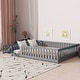 preview thumbnail 55 of 173, Toddler Floor Bed with Fence and Door, Montessori Platform Floorbed with Safety Guardrails for Children Boys Girls Kids Playroom