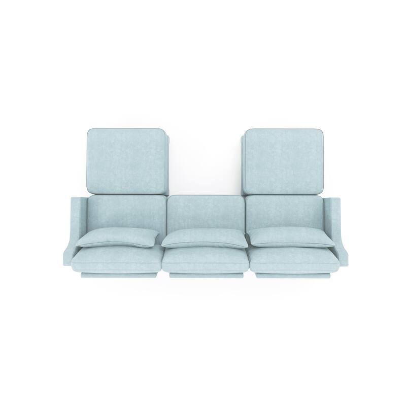 Modern Chenille 4-Seater Sofa with 2 Ottoman, Lumbar Cushions, Ergonomic Backrest, High-Resilience Spongeand Tufted Armrests