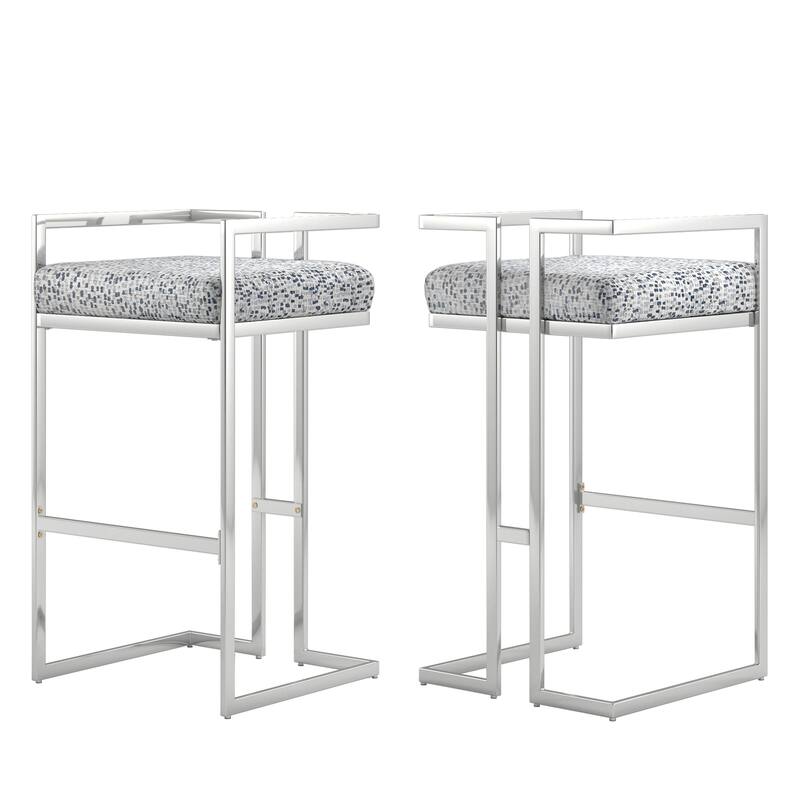 Tanner Velvet Upholstered Chrome Finish Metal Barstool (Set of 2) by iNSPIRE Q Bold