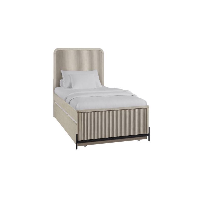 Taupe Twin Trundle Bed with Reeded Fronts and Birch Veneer