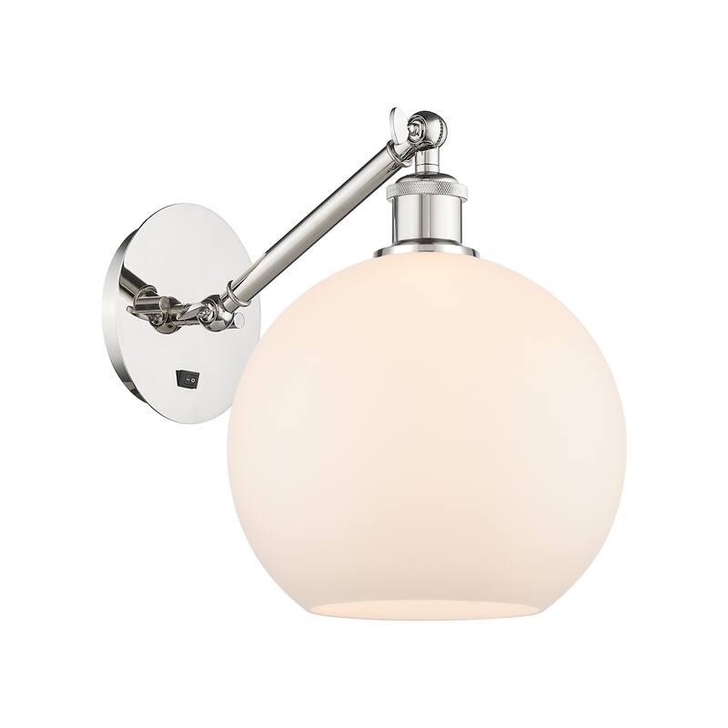Innovations Lighting Endless Possibilities Ballston - Athens - 1 Light 10" Adjustable Sconce - Arm Adjusts Up and Down - Polished Nickel/Matte White