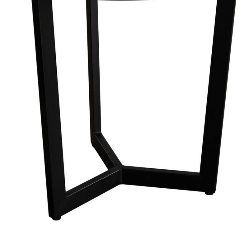 Jole Side End Table, 39 Inch Black Ceramic Glass Top, Metal Base