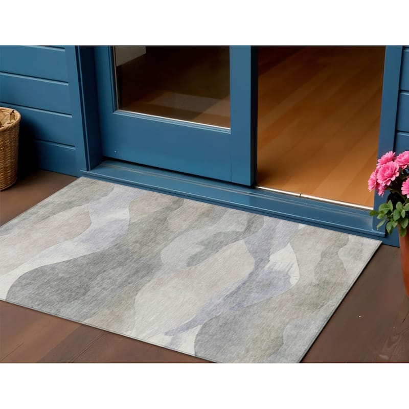 HomeRoots Abstract Transitional Rectangle Outdoor Rug - 3' x 5'