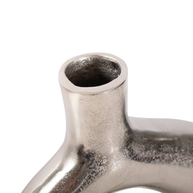 Shirin- Polished Silver Reverse Vase in Cast Aluminum- Short