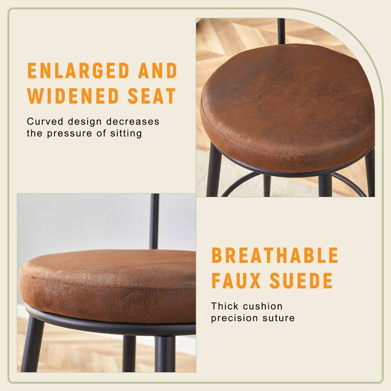 Roomfitters Ergonomic Bar Chairs with Breathable Cushions, High Legs 35.5'' Height, 2-Piece Set for Kitchen or Bar