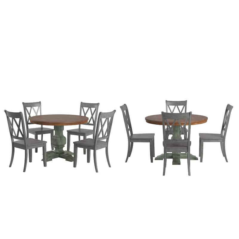Ronda 45" Round Solid Wood Top Dining Set with X-Back Chairs