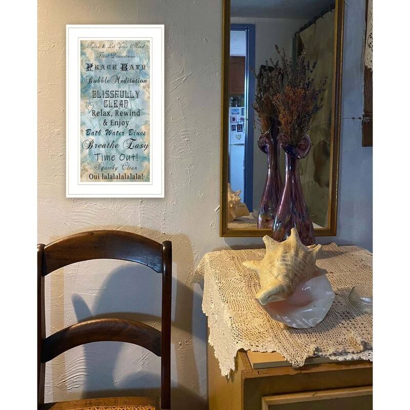 TrendyDecor4U Traditional "Paris Bath" Framed Print Wall Art - Blue, Tan,