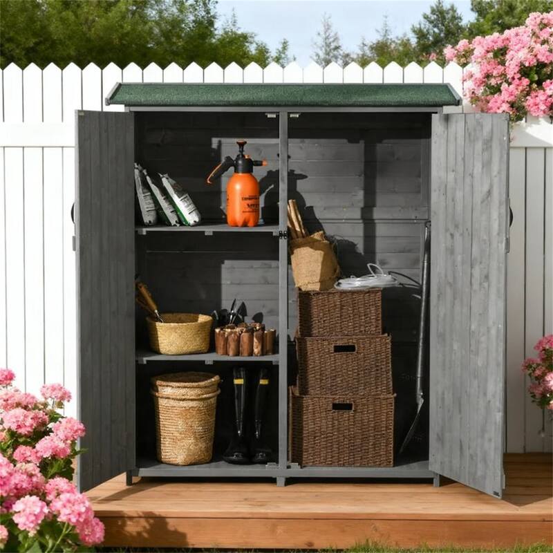 Wooden Garden Storage Garden Shed Utility Tool Organizer with Waterproof Asphalt Rood