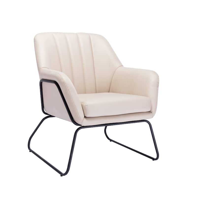 Porthos Home Haco Accent Chair, Microfiber Upholstery, Steel Sled Legs - Beige