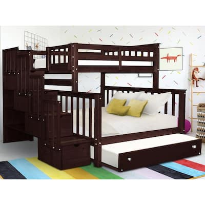 Taylor & Olive Trillium Twin over Full Stairway Bunk Bed, Twin Trundle