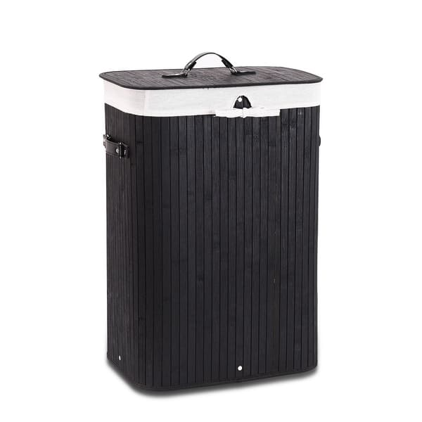 Bamboo Laundry Hamper Portable Dirty Clothes Storage Basket On Sale Overstock 32039595 Bamboo never fails to bring a sense of calm to interior spaces and this affordable clothes bin from dunelm is no exception. overstock com
