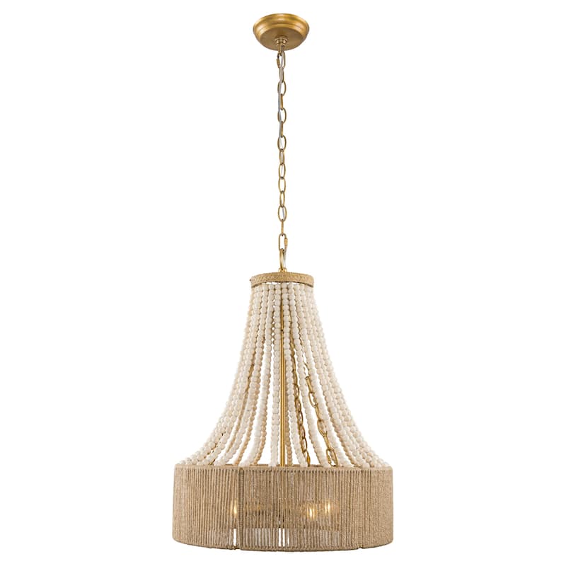 4-Light Brown Farmhouse Metal Twine Chandelier - 17.72"