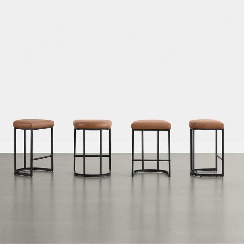 Spruce & Spring Modern Curved Upholstered Bar Stool with Metal Frame