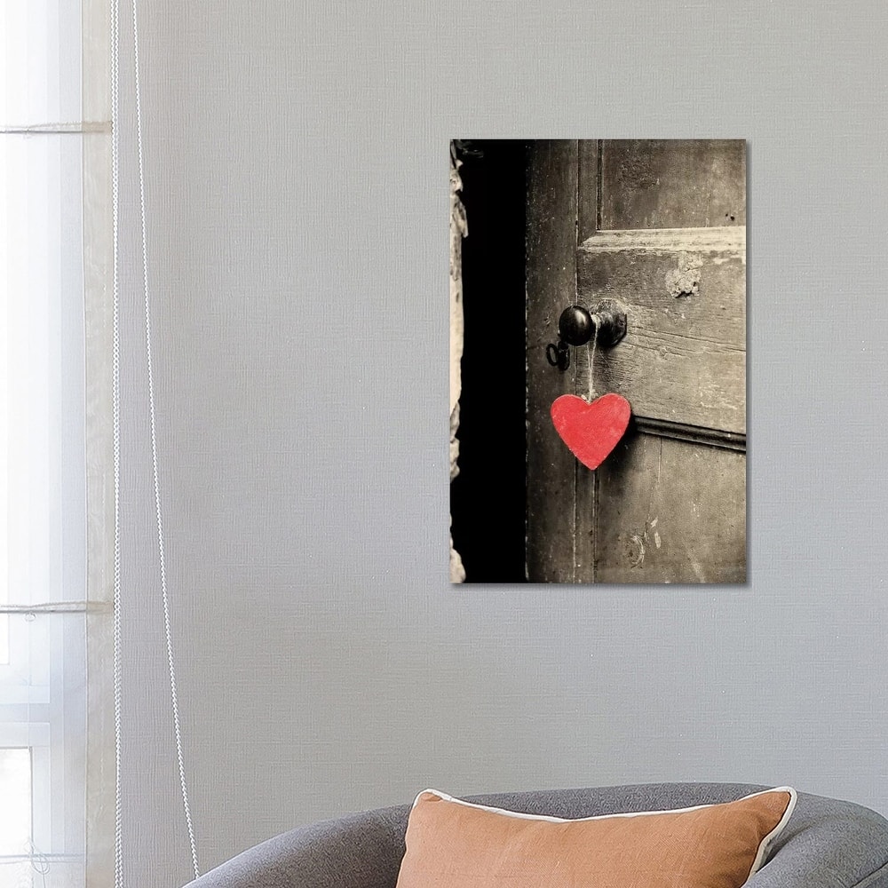 iCanvas "Antique Door With Red Heart" by Tom Quartermaine Canvas Print