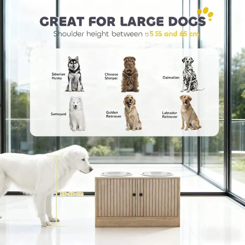 Elevated Dog Bowls with Storage Cabinet