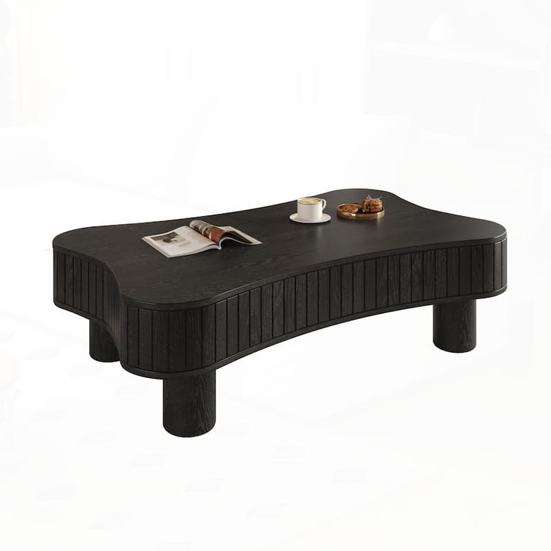 Lift Top Coffee Table with Fluted Panel Hidden Storage