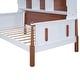 preview thumbnail 15 of 13, Twin Platform Bed with Storage Shelves, White+Walnut, Solid Wood