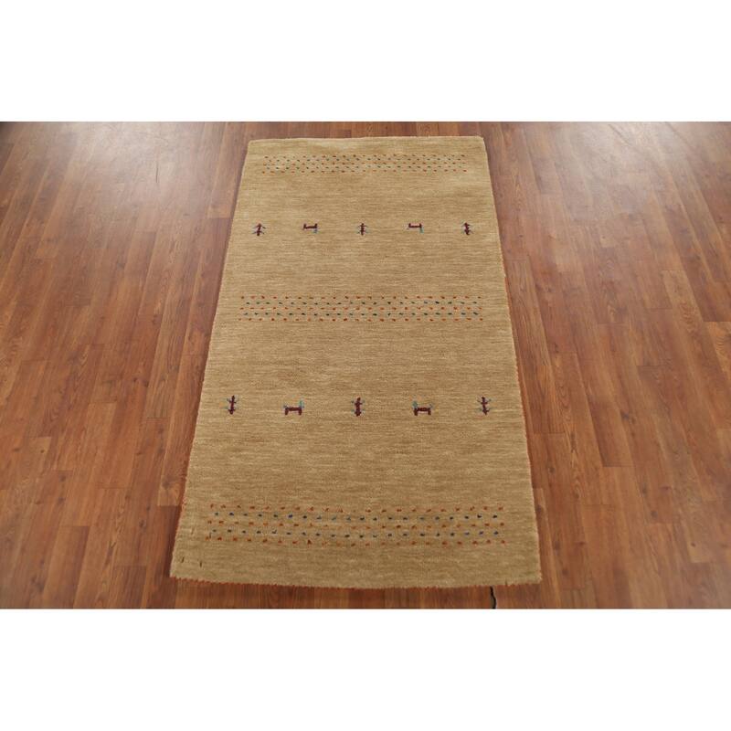 Tribal Gabbeh Indian Accent Rug Hand-Knotted Wool Carpet - 3'0"x 5'2"