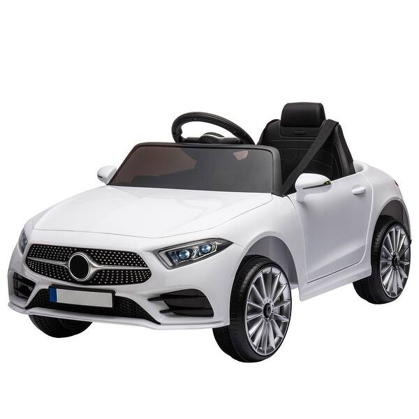 slide 2 of 15, 12V Ride On Car, Battery Powered Electric Vehicle with Parent Remote Control, LED Lights, MP3, Four Wheel Suspension White