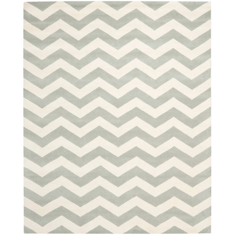 SAFAVIEH Handmade Chatham Traudel Modern Moroccan Wool Rug - 11' x 15' - Grey/Ivory