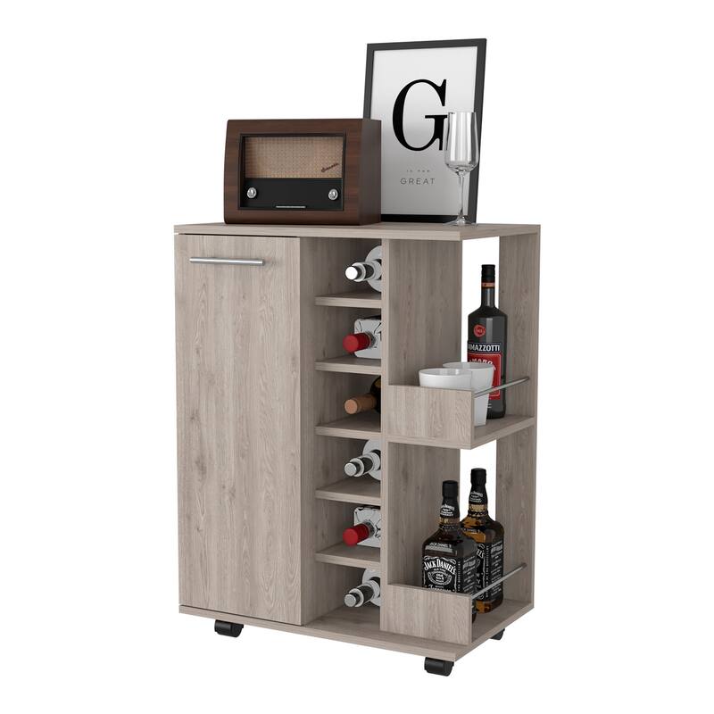 FM Furniture Tennessee Bar Cart, One Cabinet With Division,Black - N/A