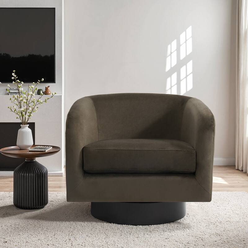 Modern Upholstered 360 degree Swivel Accent Arm Chair