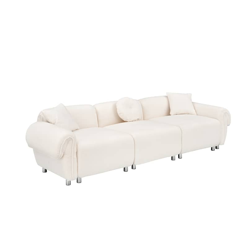 112" teddy velvet fabric, with 3 pillows for living room
