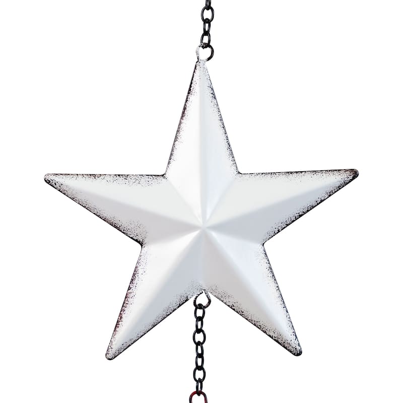 Metal Stars and Bell Hanging Patriotic Wind Chime Decoration - 26" - Multi