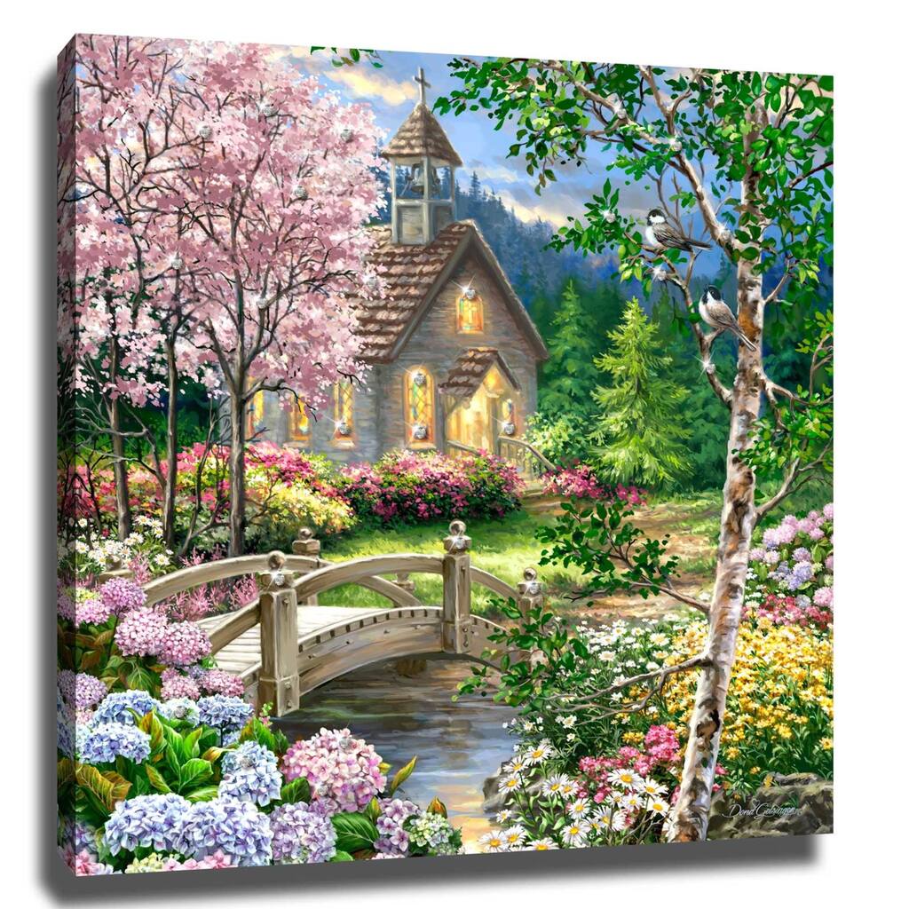 10" Green and Pink Spring Chapel Wall Art Decor