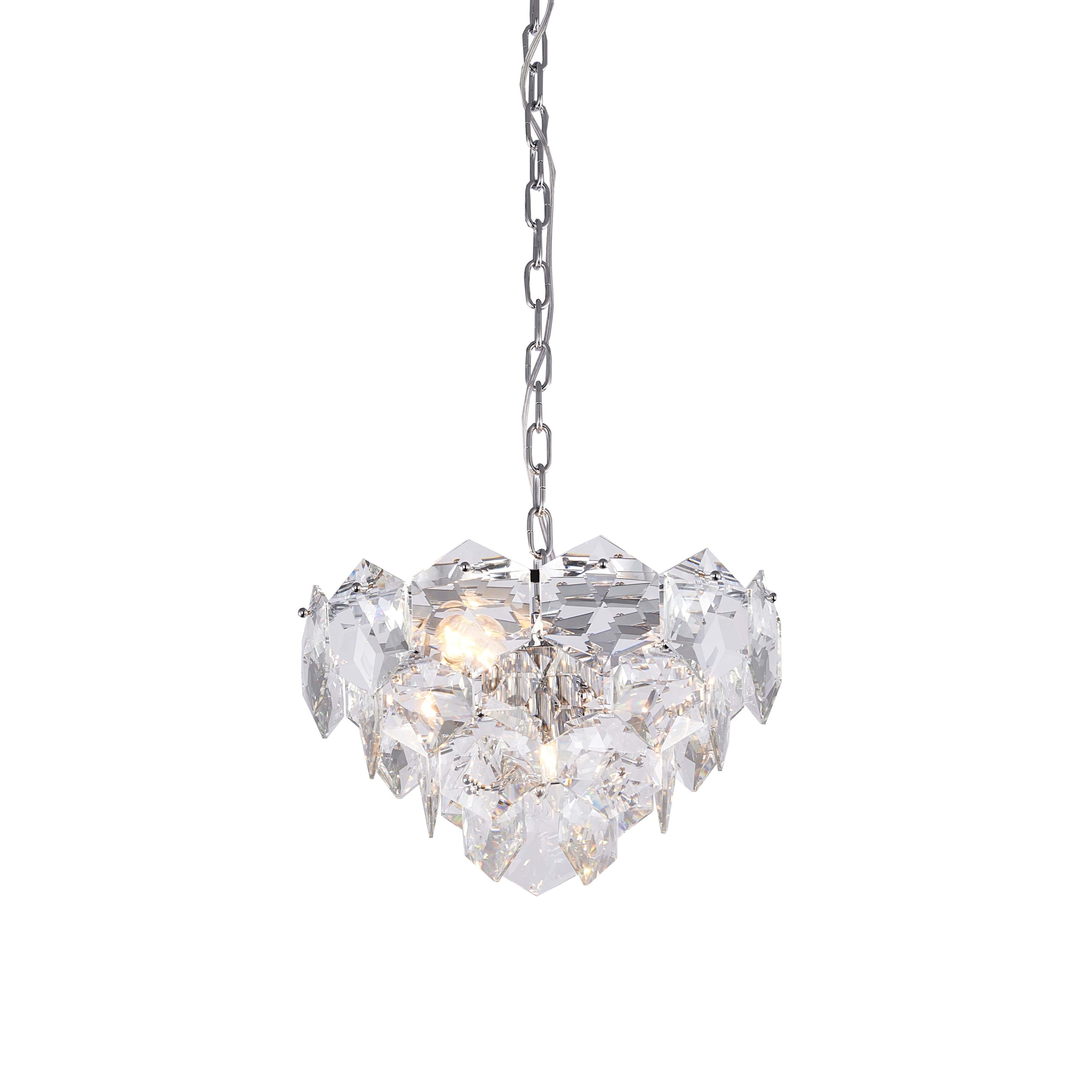 Contemporary 8-Light Chrome Chandelier With Clear Crystal Accents