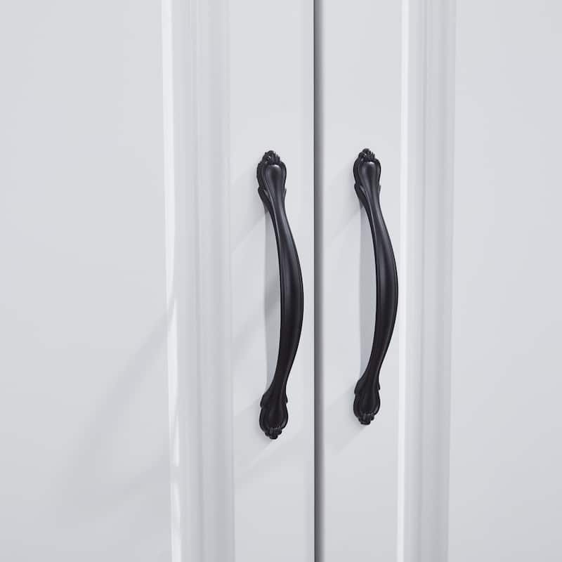 4 Door Armoire Wardrobe Closet with Drawer and Hanging Rod, Wooden Black Bedroom Armoire Closet, 70.87" H x 61.42" W x 20.47" D