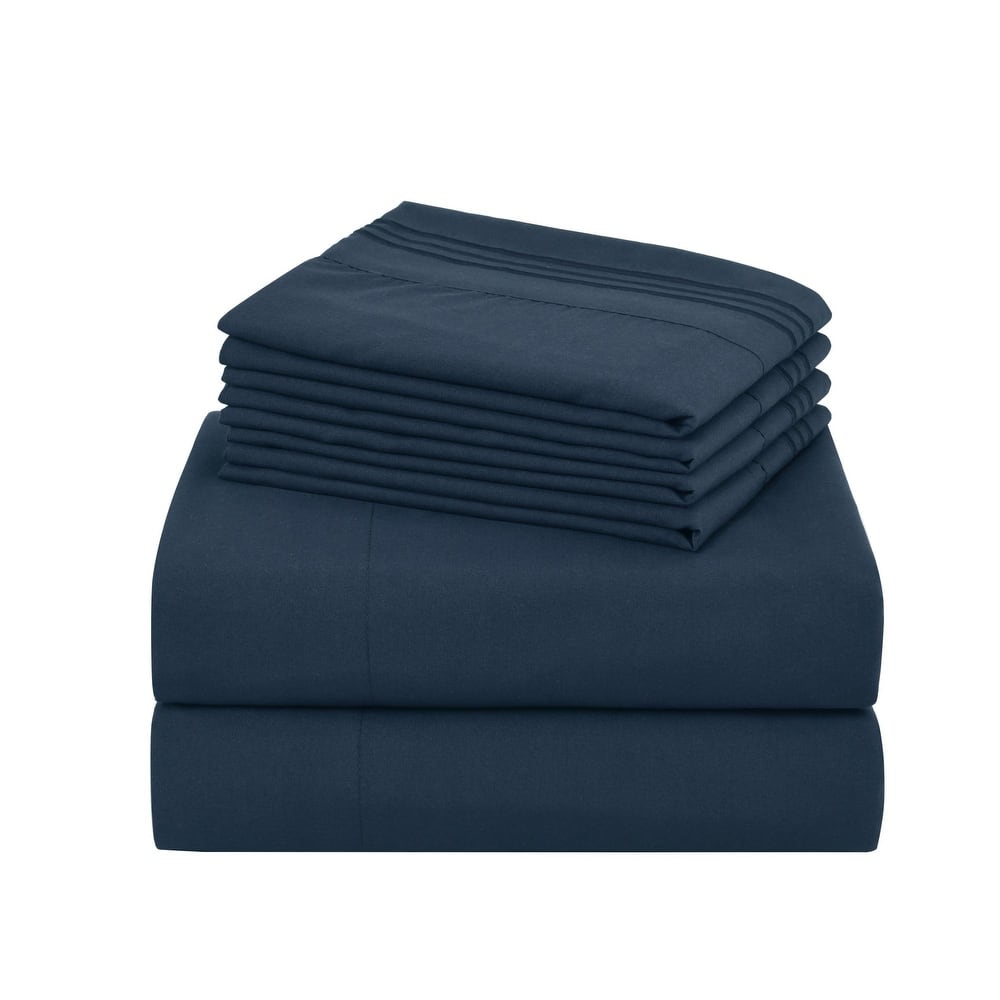 4/6 Pcs Soft Solid & Embroidery Bed Sheets Set