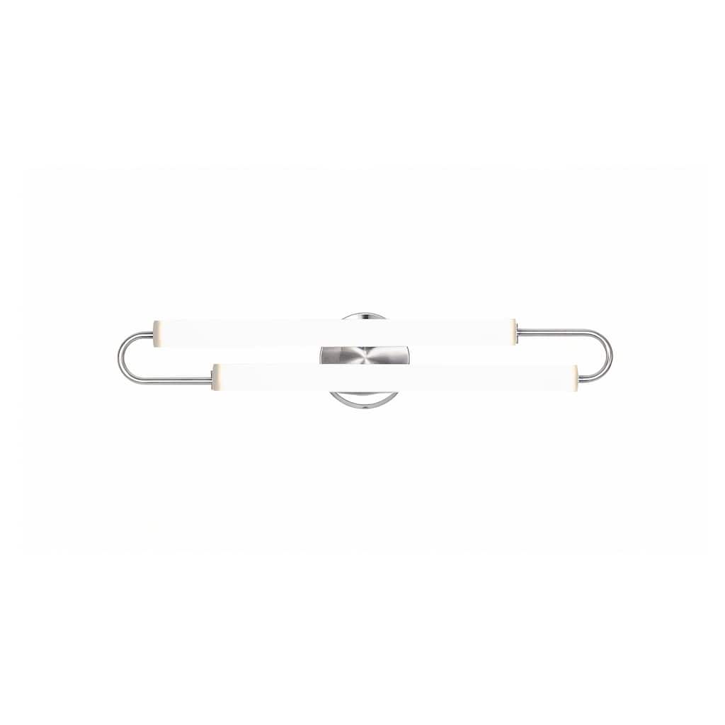 2-Light Chrome LED Wall Sconce With White Acrylic Shades
