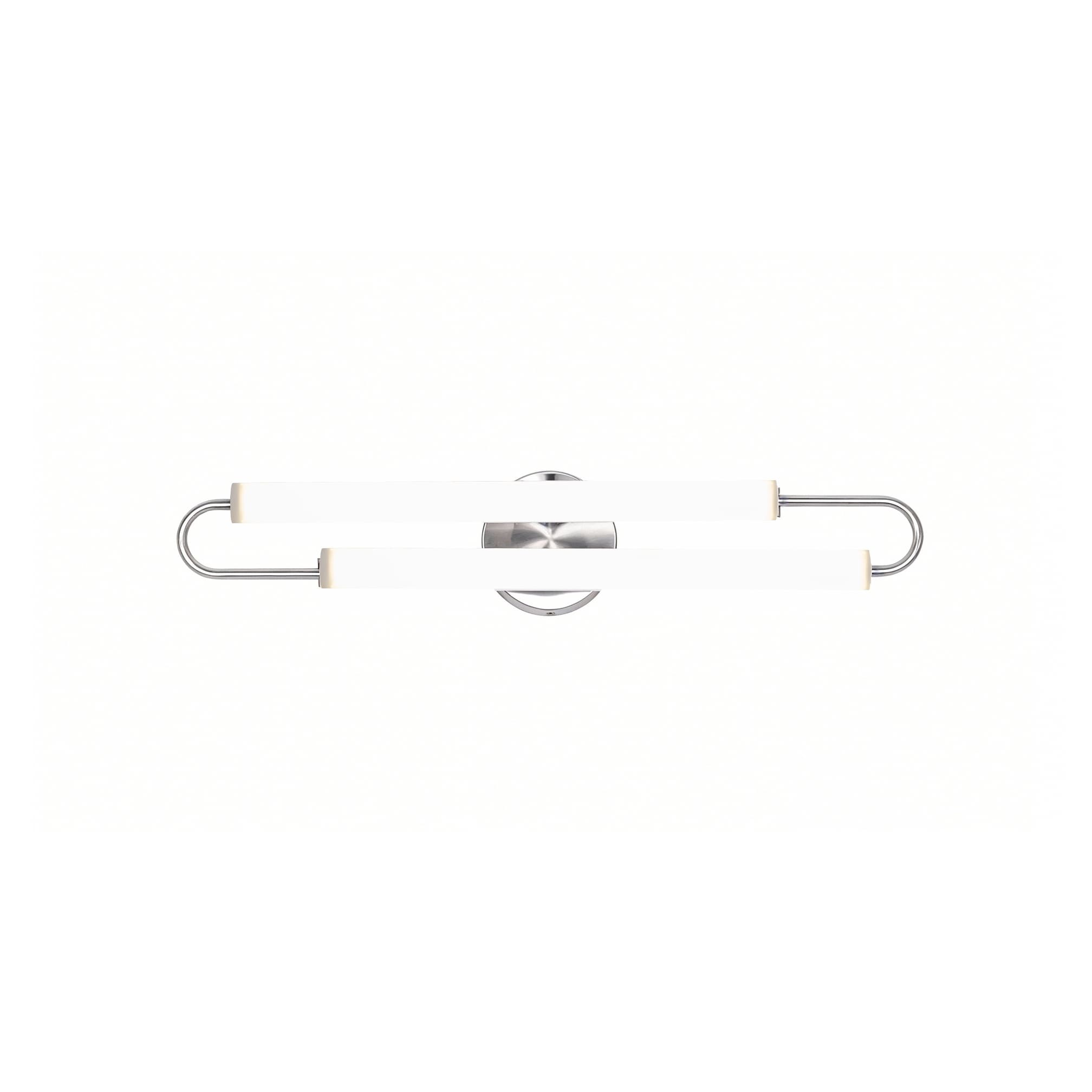 2-Light Chrome LED Wall Sconce With White Acrylic Shades
